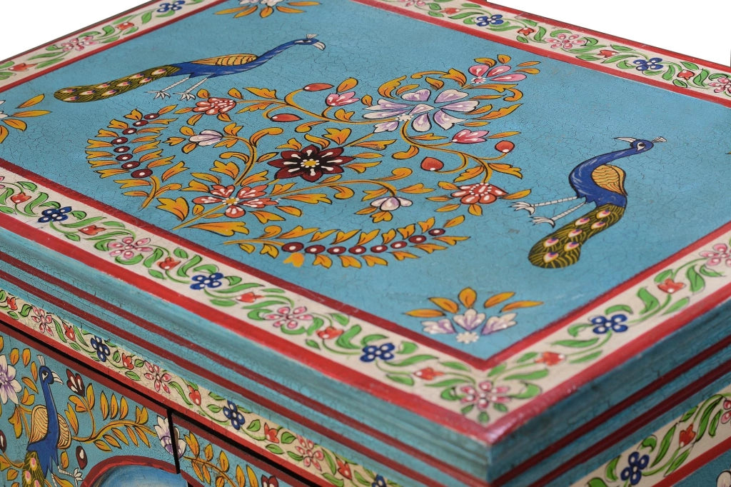 Comodino in legno di mango multicolore
