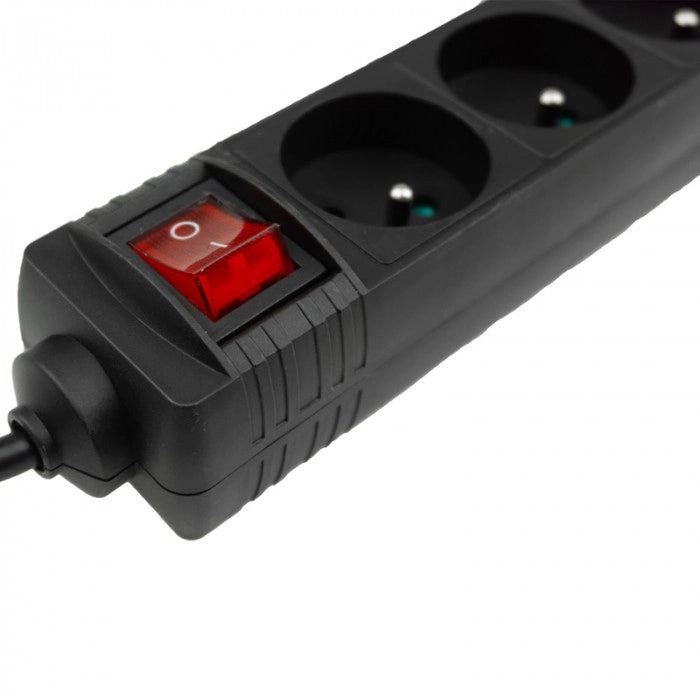 Prolunga elettrica 3 prese 5 m interruttore nera Ecolight
