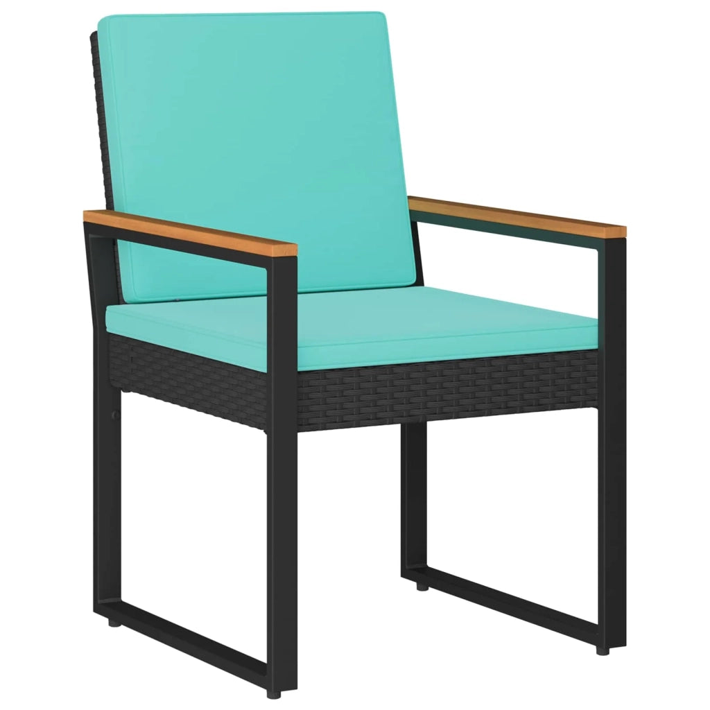 Set Mobili da Esterno 4 pz | Set Salotto da Giardino Nero e Turchese polyrattan