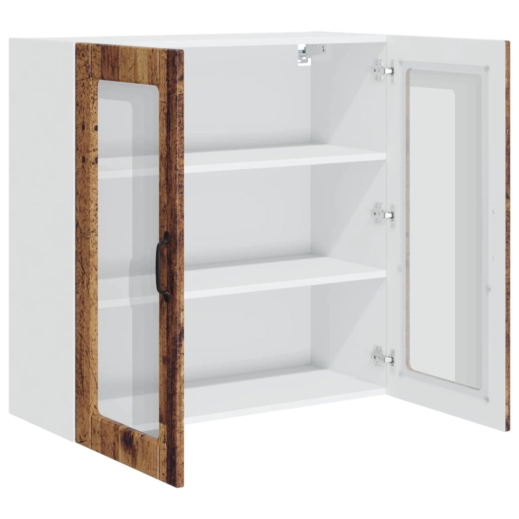 Pensile da cucina | Mobile in vetro da parete PORTO Legno vecchio 80 x 31 x 80 cm