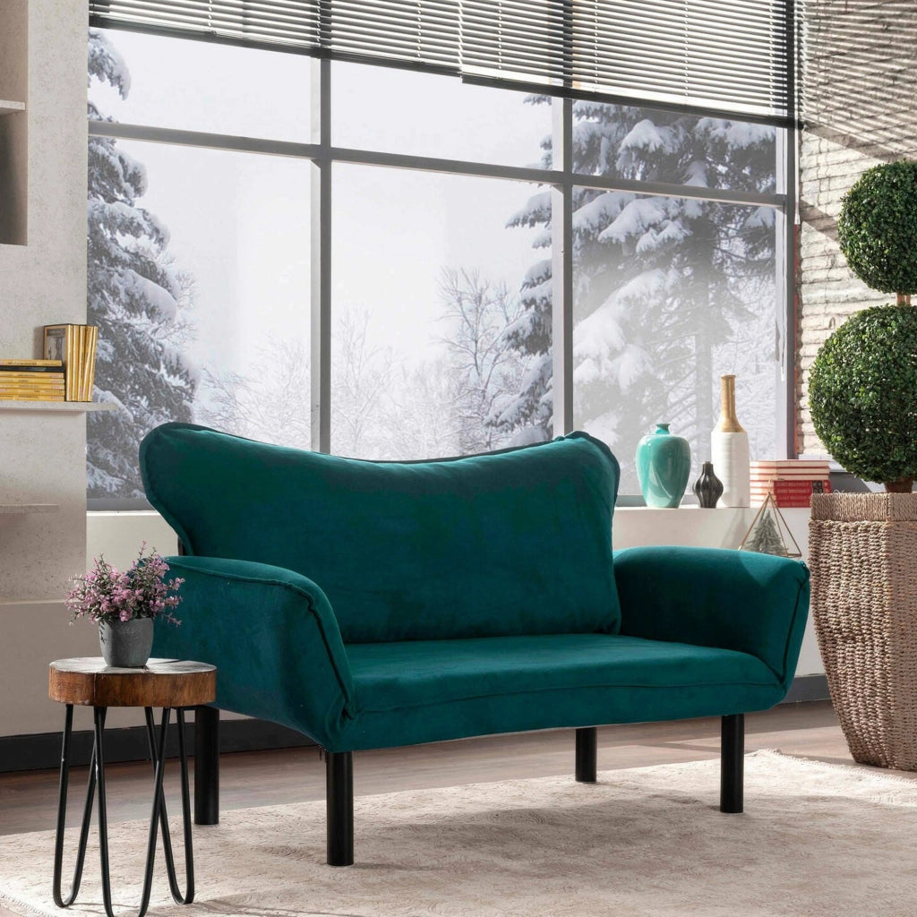 Hone, Divano Letto 2 Posti Contenitore, 140x65 cm Azzurro
