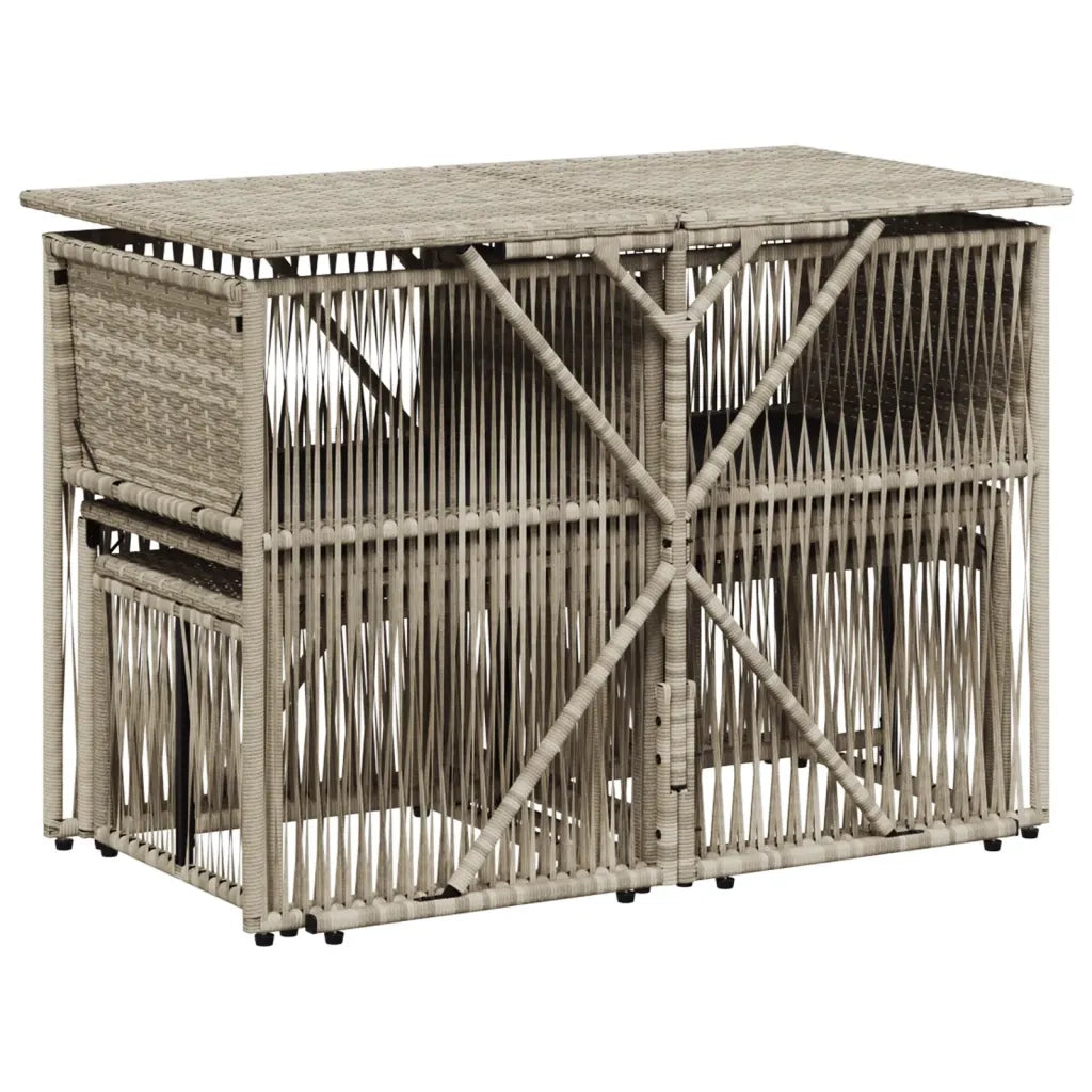 Set da Pranzo da Giardino 7 pz Cuscini Polyrattan Grigio Chiaro 369014