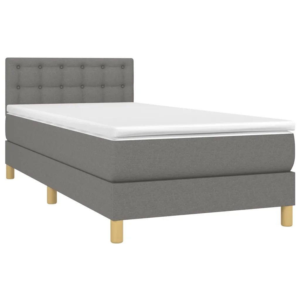 Giroletto a Molle con Materasso-Struttura Letto Grigio Scuro 90x190 cm Tessuto 739959