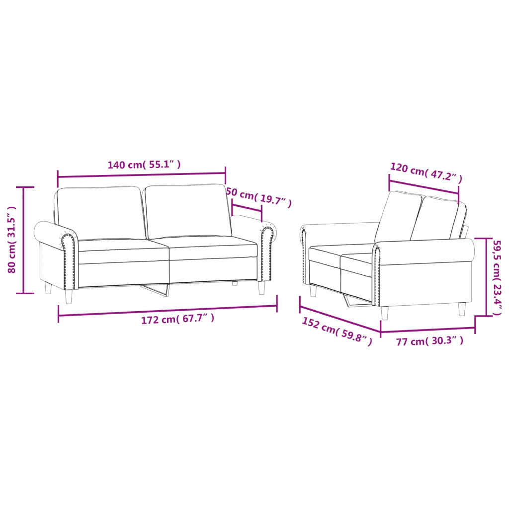 Set di Divani 2 pz con Cuscini Blu in Velluto 3202219