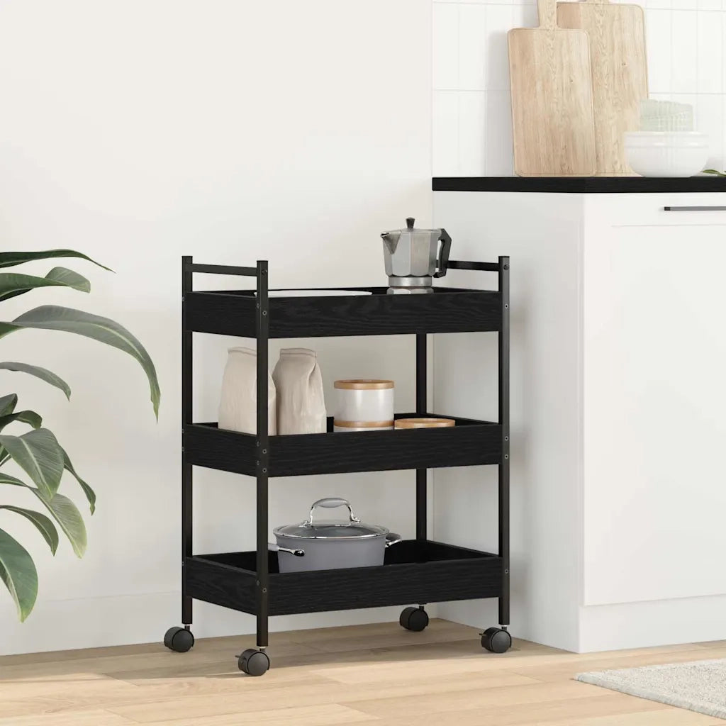 Carrello da Cucina Rovere nero 50 x 30 x 70 cm 869110