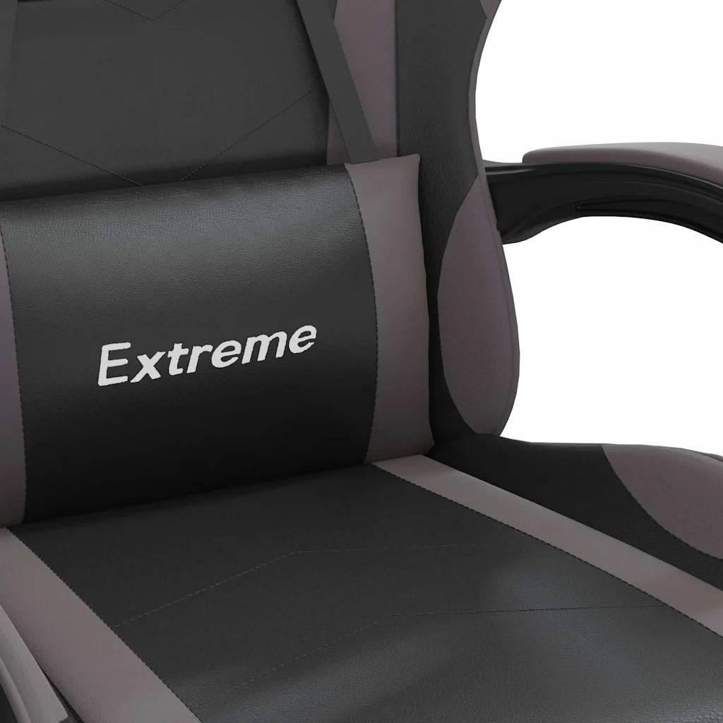 Sedia da Gaming Girevole Poggiapiedi Nero e Grigio Similpelle 349583