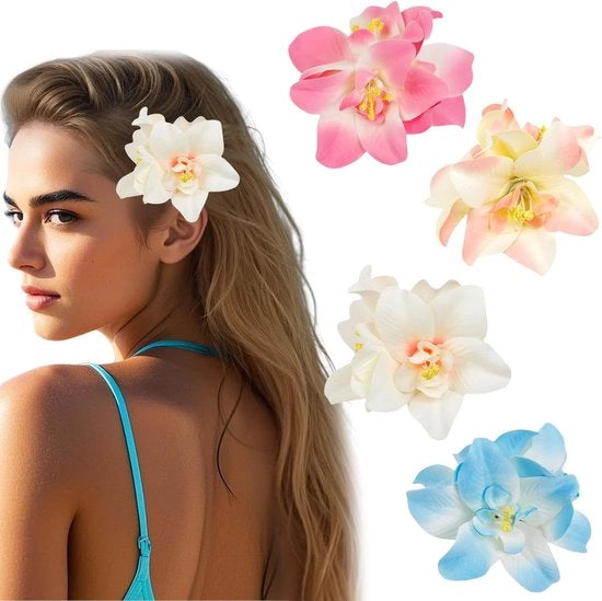 Fiori di hawaiana per capelli - clip per capelli - accessori per capelli - 4 pezzi