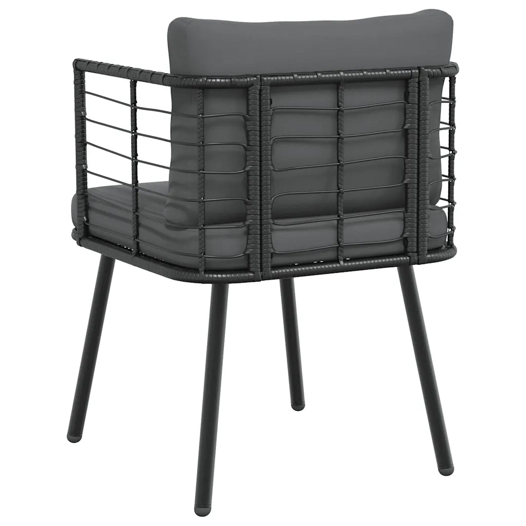 Poltrona da Giardino con Cuscini in Polyrattan Nero 4108259