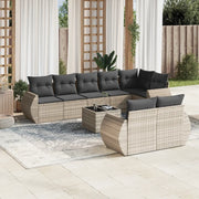 Set Divano da Giardino 9pz con Cuscini Grigio Chiaro Polyrattan 3221631
