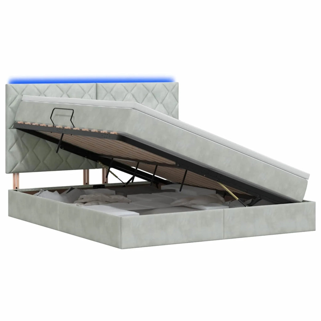 Letto con contenitore LED e materasso Grigio Chiaro 3460200
