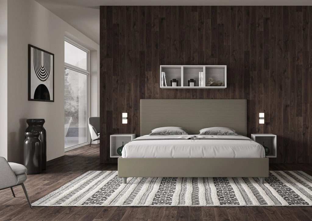 BS COM Letto contenitore imbottito 180x190 similpelle cappuccino