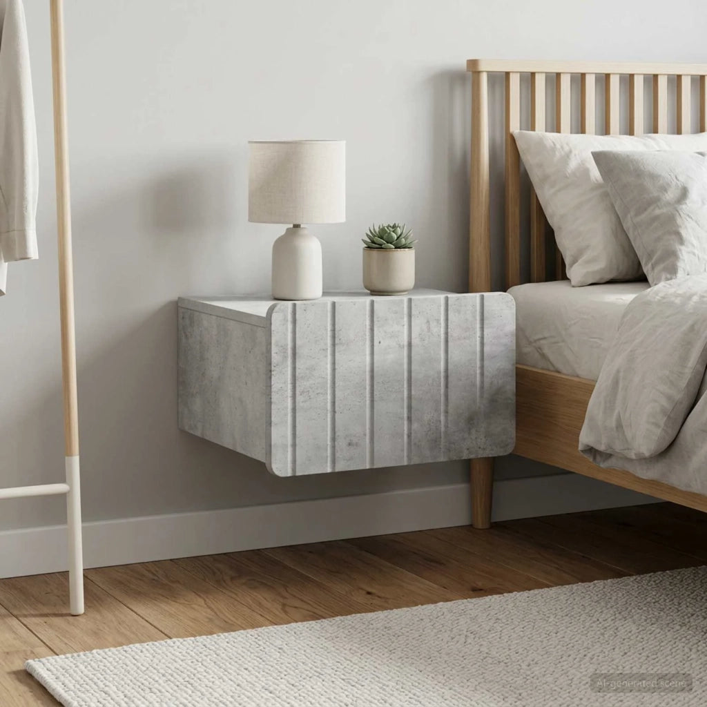 Mobiletto da notte a muro con cassetto 2 pcs Grigio Cemento 898282
