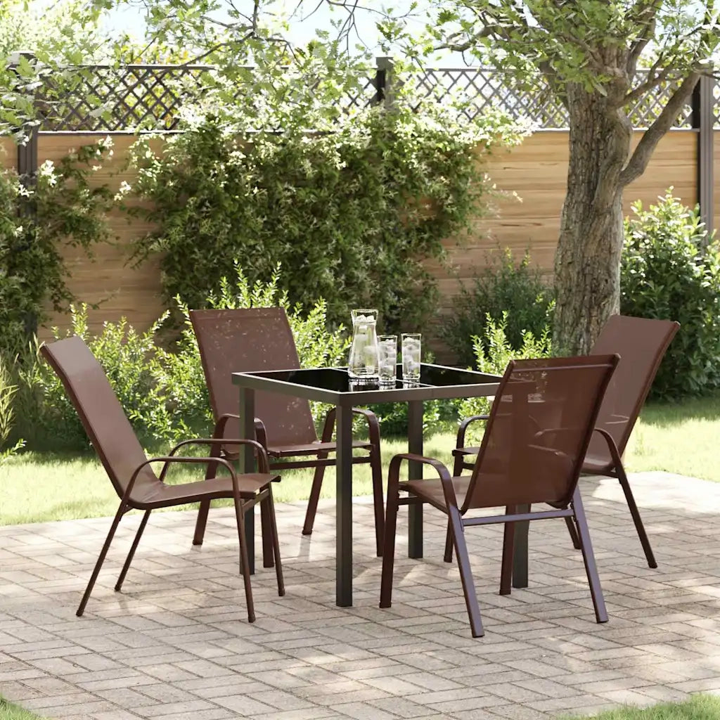 Set da Pranzo per Giardino 5 pcs Marrone e Nero