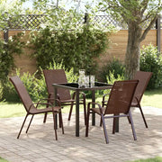 Set da Pranzo per Giardino 5 pcs Marrone e Nero