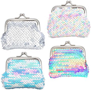 Portafoglio Mini con Pailletti - Chiusura a Clic - Adatto per Bambini/Donne - Regalo - Ideale per Compleanni - Cassetto per Monete