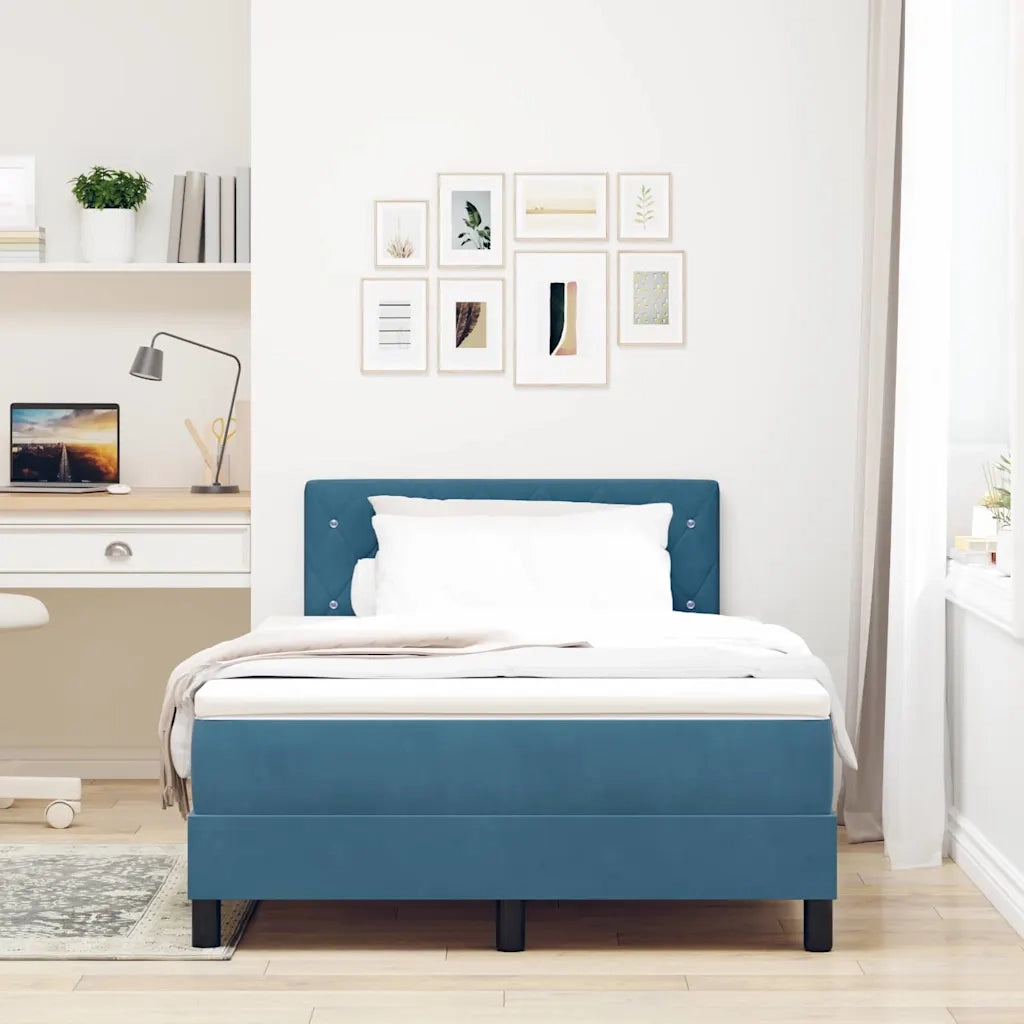 Letto a Sorgente LED con led Blu Scuro 120 x 190 cm Velluto