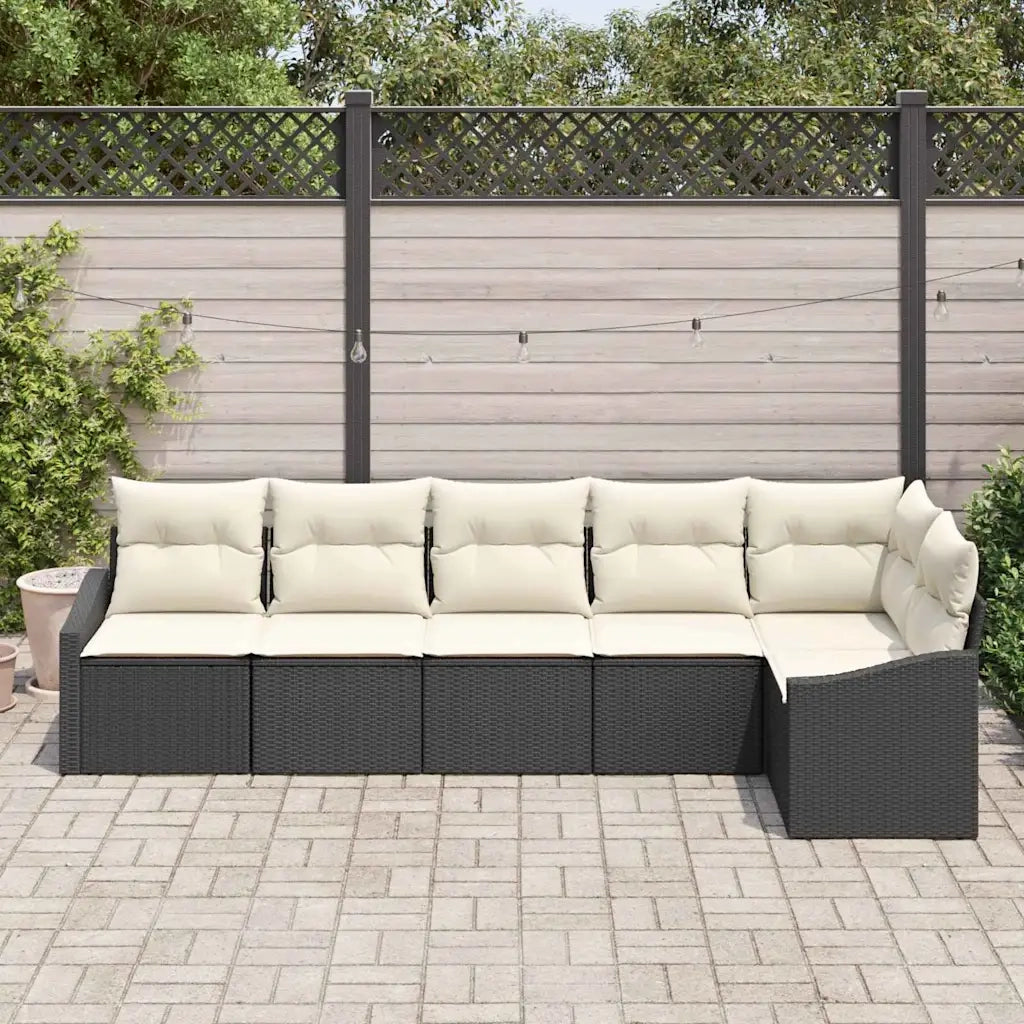 Set di divani con cuscino 6 pcs Nero polyrattan 3346737