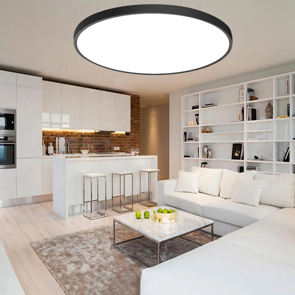 Trade Shop - Plafoniera A Led Slim 32w Ip40 Con Tecnologia Cct Da 6500k A 2700k Con Switch Lv400-3c - Nero