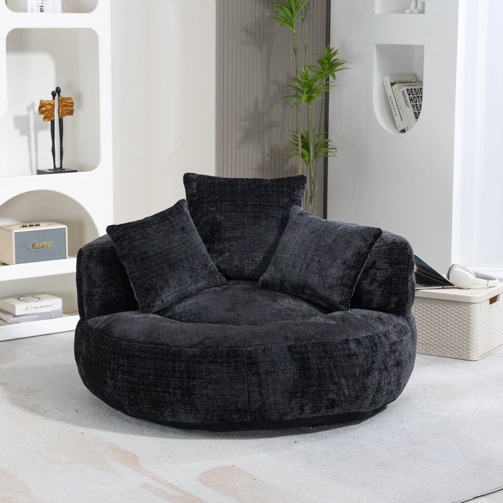 Divano Poltrona Gaming con Cuscini ¨C MINIMAL ¨C Nero, Tessuto Chenille