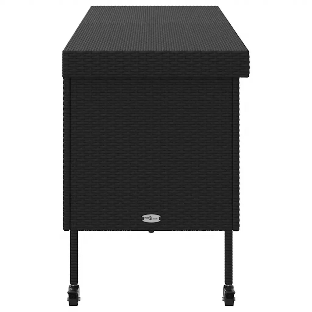 Contenitore da Giardino con Ruote Nero 160x55x75 cm Polyrattan 4103831