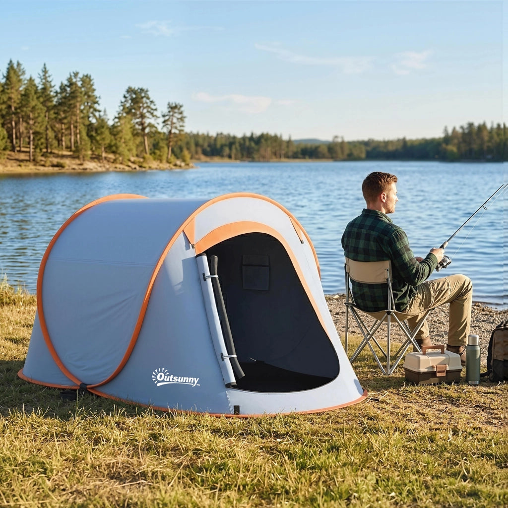 Tenda da Campeggio Pop-Up Impermeabile ¨C Xylo ¨C 245x148x105 cm, Grigio, con Borsa