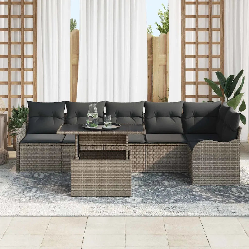 Set Divano da Giardino 7 pcs Grigio Rattan in Polipropilene 3357212