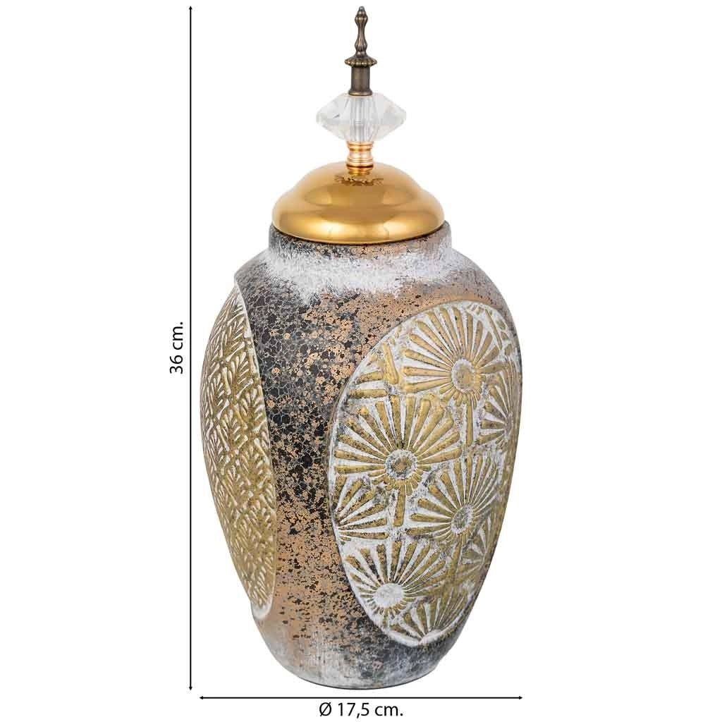 Vaso in ceramica dorata, D17,5x36h cm