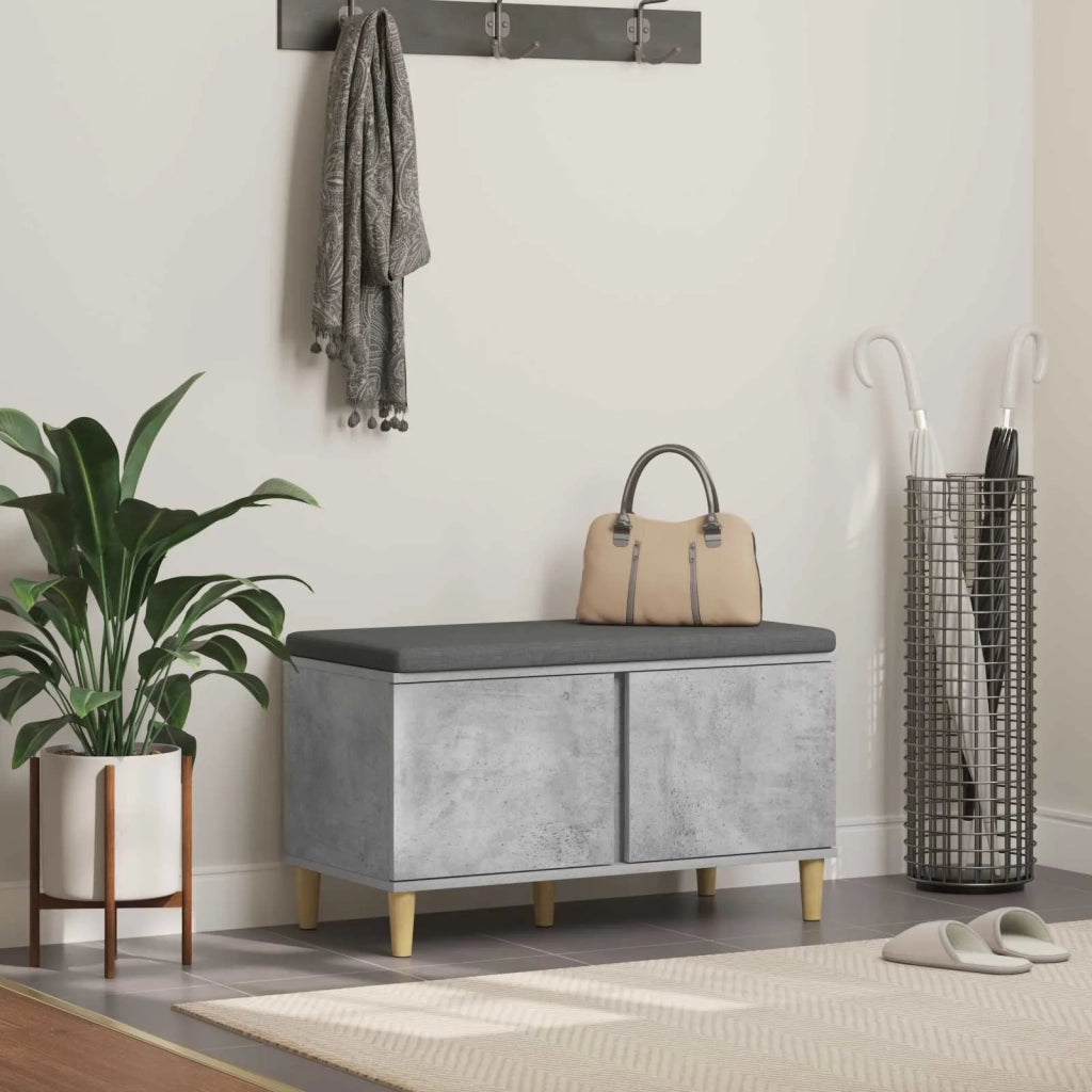 Panca per ingresso con cuscino-Sgabello-Panca da Corridoio Grigio cemento 60 x 38 x 46 cm 127277