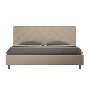 BS COM Letto con rete imbottito 180x200 similpelle tortora