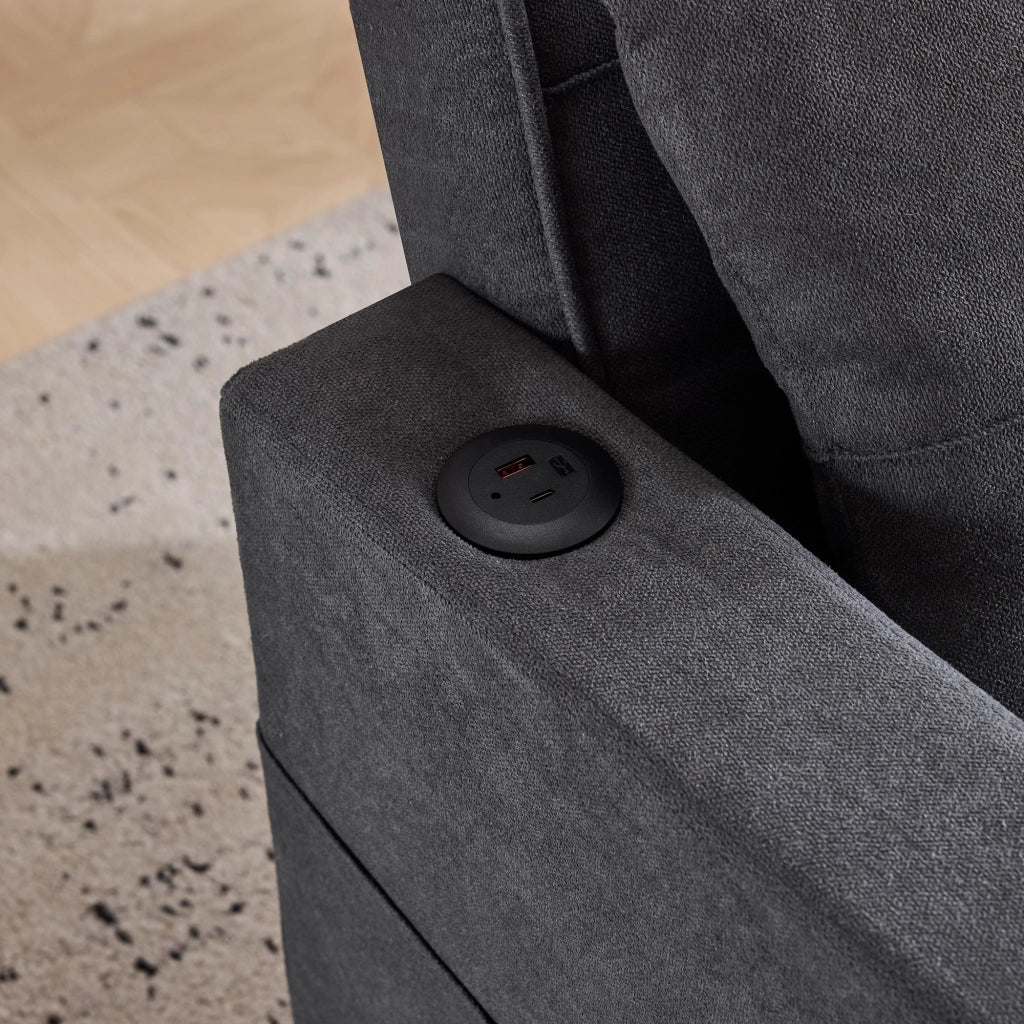 Divano Letto Singolo Reclinabile con Poggiapiedi e USB ¨C Xylo ¨C Tessuto