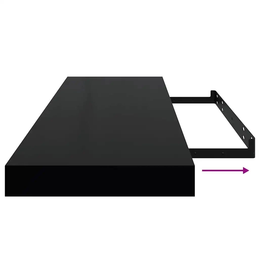 Scaffale a Parete Nero Lucido 80x23,5x3,8 cm in MDF 323772