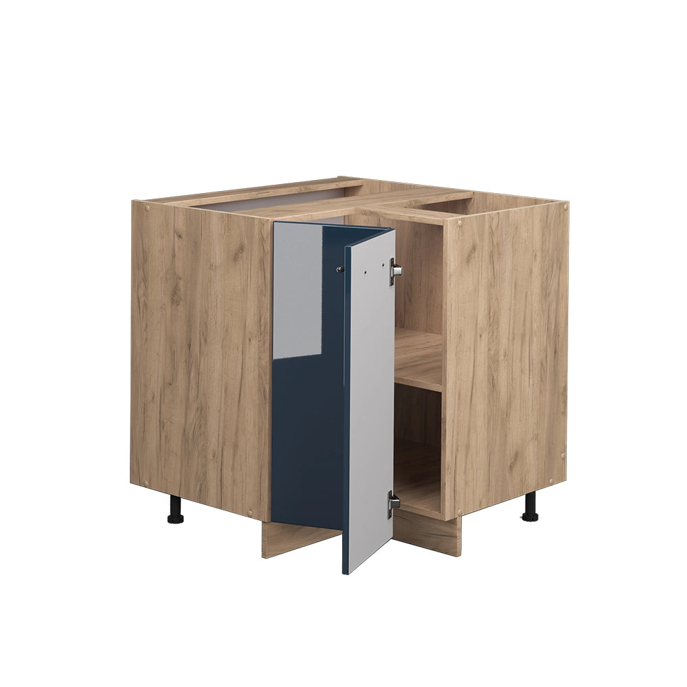 Mobile ad angolo cucina Fame-Line Blu scuro lucido/Rovere dorato 80.5 cm, PL Marmo Vicco