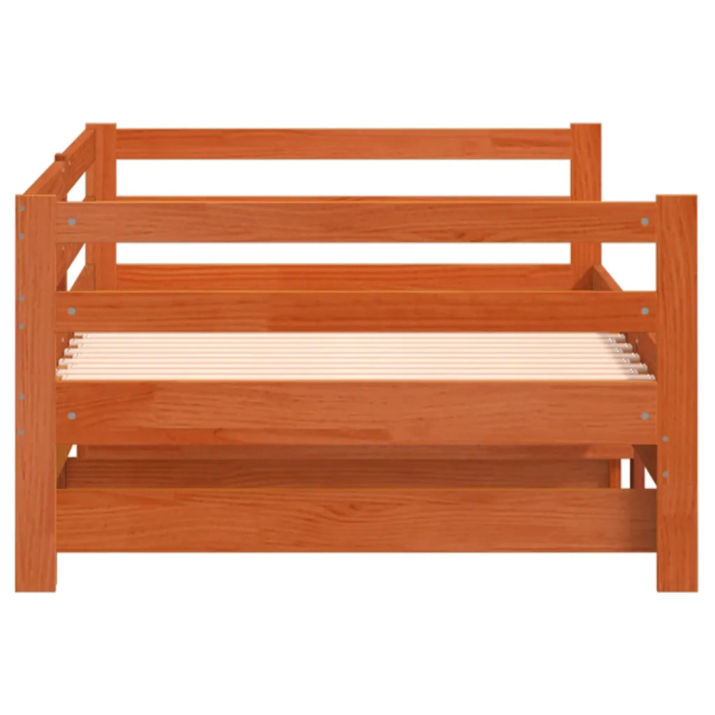 Divano con Letto Estraibile-Sofa Letto-Daybed Marrone Cera 80x200cm Massello Pino 867794