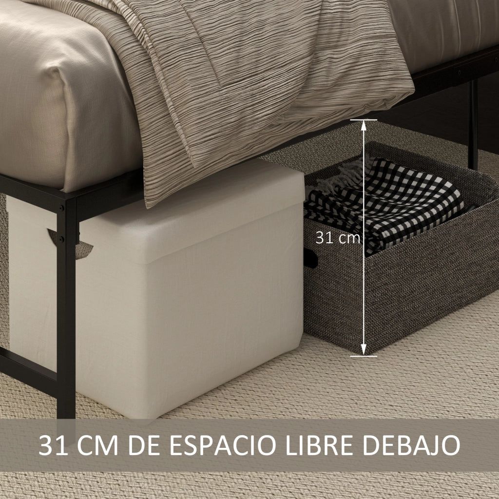 Letto Matrimoniale Contenitore in Metallo ¨C Zephmum ¨C Nero 135x190 cm