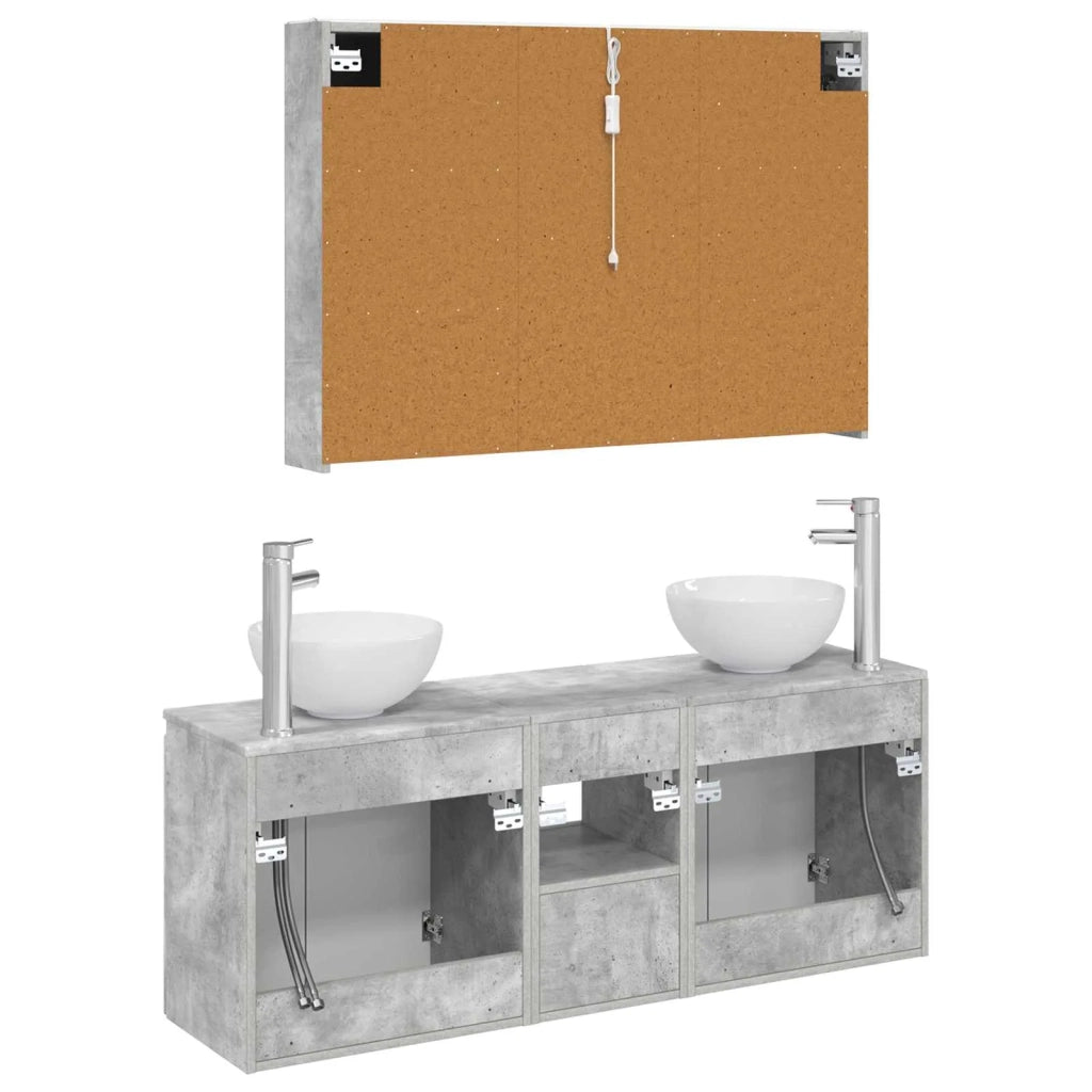 Set di Armadi da Bagno 4 pz Grigio Cemento Legno ingegnerizzato 3406346
