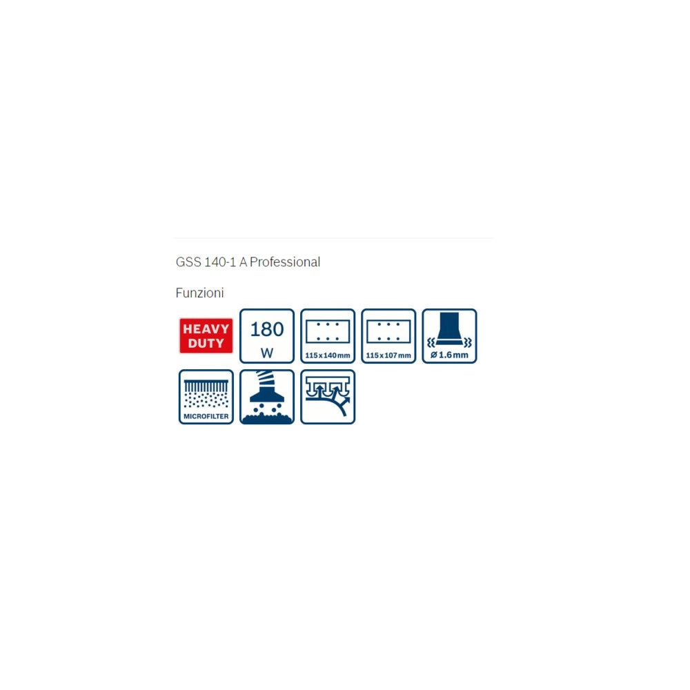 Trade Shop - Levigatrice Orbitale Palmare Bosch Gss 140 A Professionale 180 Watt Microfiltro -