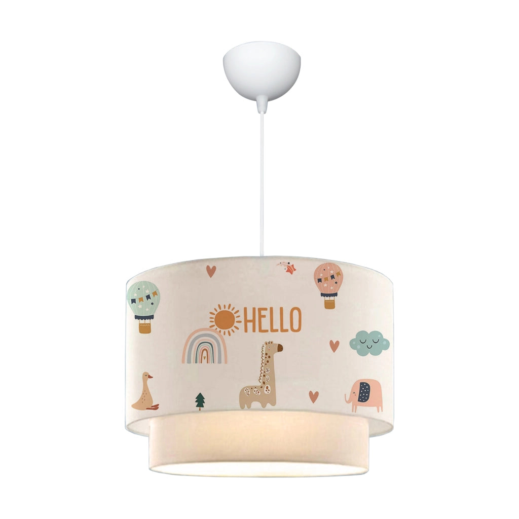 Lampada a Sospensione Lurgan per Cameretta Decorato con Giraffa - Bianco lux.pro