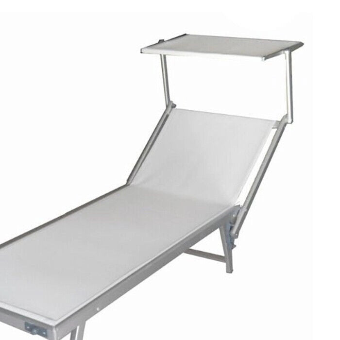 Lettino Prendisole Alluminio Pieghevole LIDO Spiaggia Giardino Bianco 190x60x40