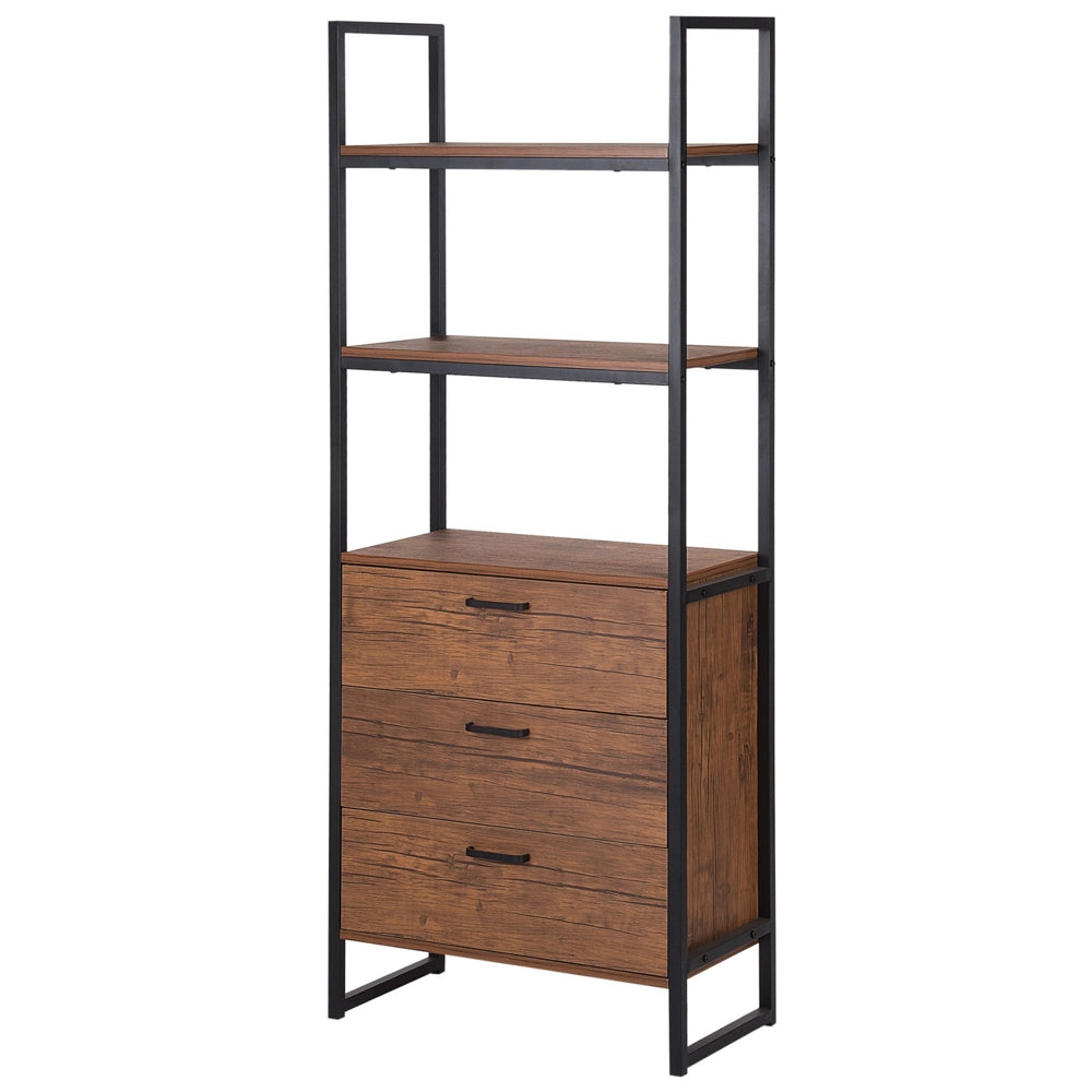 Libreria con Cassetti Legno Scuro Cornice Nera 158 x 61 cm Industrial