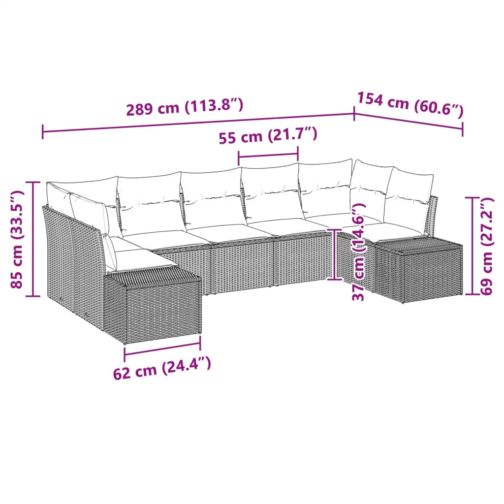 Set Divano da Giardino 7 pz Nero polyrattan 3347216