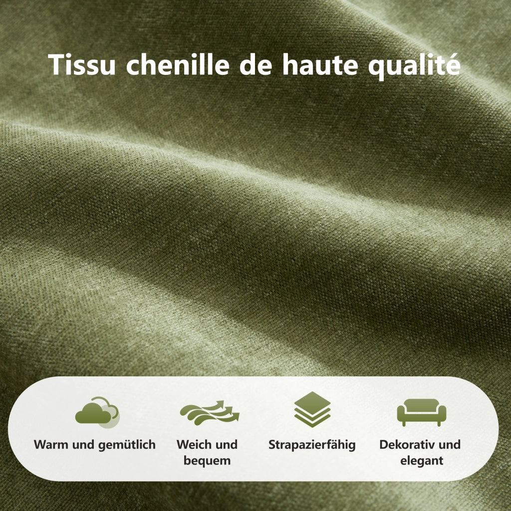 Sofa modulare senza cornice - Zephmum - Extra grande, 4 posti, tessuto Chenille comodo, design antiscivolo, facile assemblaggio, Verde