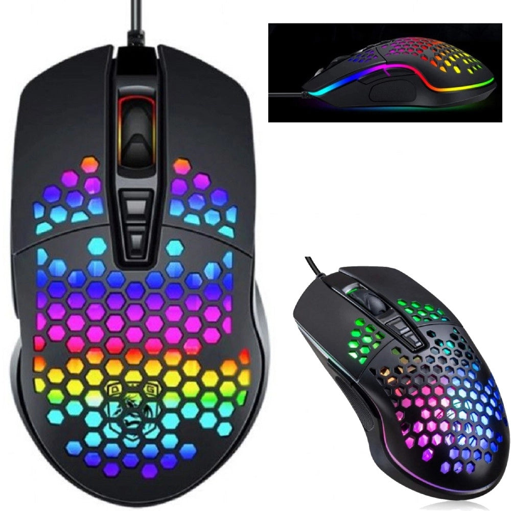 Trade Shop - Mouse Da Gioco Cablato Usb Macro Definition 7 Tasti Programmabile Luce Rgb Qm1 -