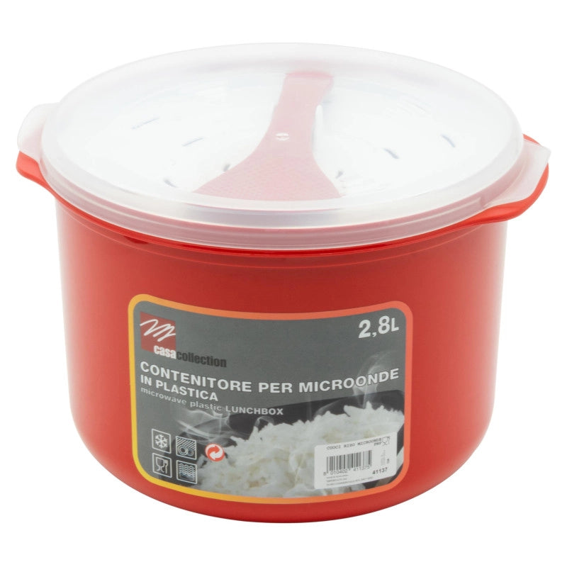Set di 6 Cuoci Riso Per Microonde 2,8 Lt Rosso