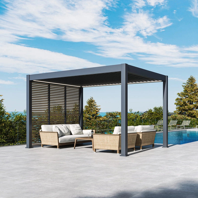 Pannello con lamelle mobili - Ombréa 1M - Antracite e legno