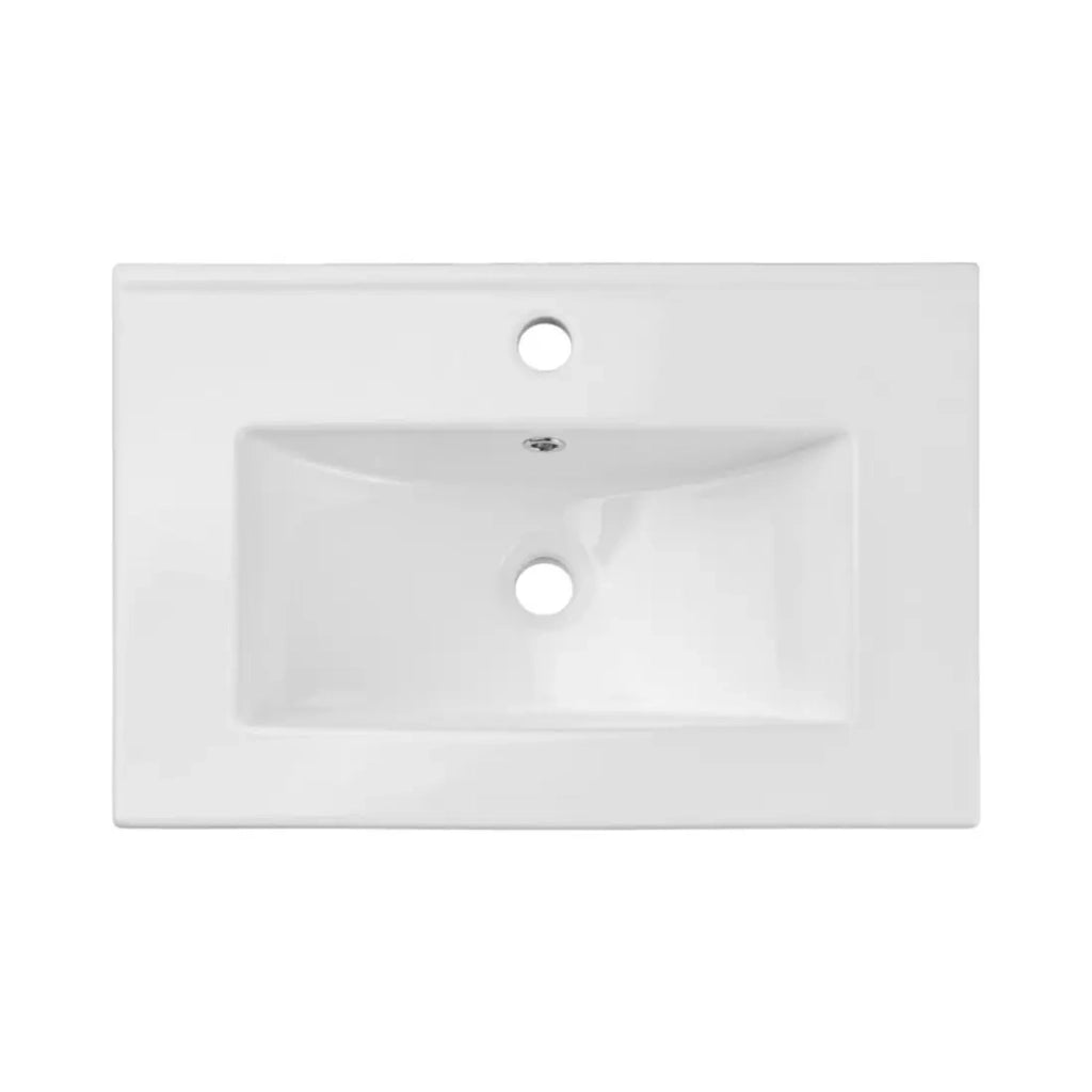 Set da bagno ELVINA 60cm: mobile sottolavabo con cassetti verde salvia grigio + lavabo incassato bianco