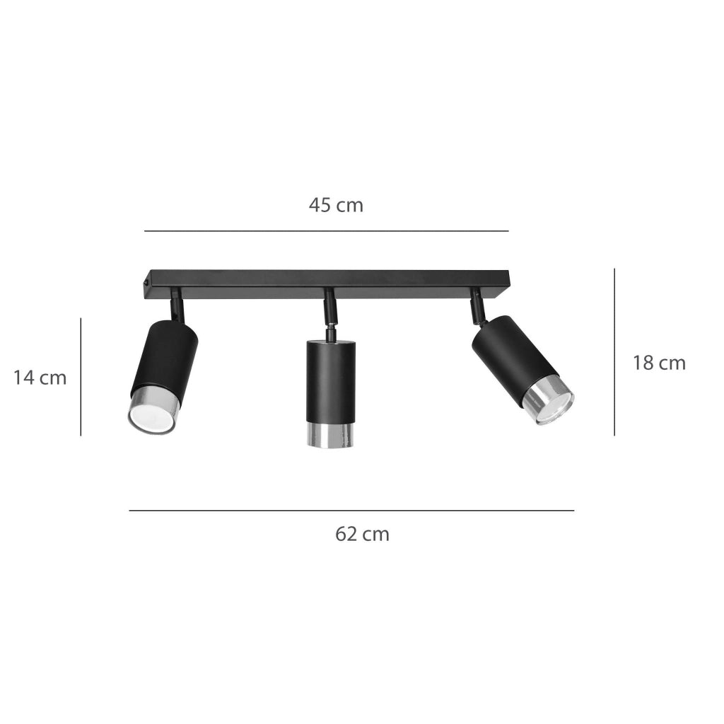 Plafoniera Emibig Hiro 2 faretti GU10 nero/cromo acciaio