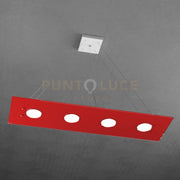 PATH SOSPENSIONE 4+3 LUCI BIEMISSIONE RETTANGOLARE ROSSO 1141-S4 R+3-RO