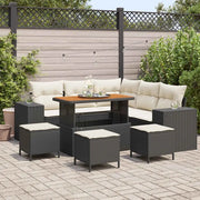 Set Divano da Giardino 9 pcs Nero e Crema polyrattan 3363960