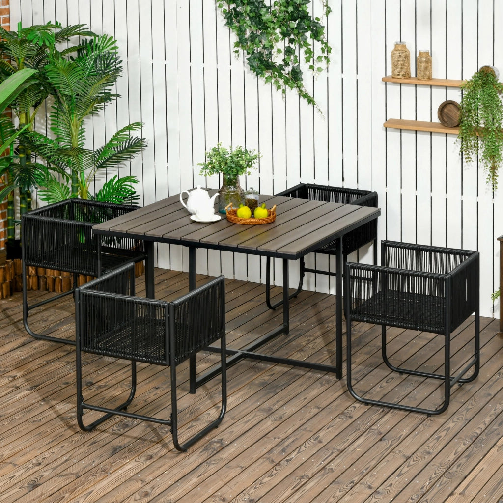 Set Giardino 5 Pezzi ¨C zephmum ¨C Polyrattan Grigio Nero