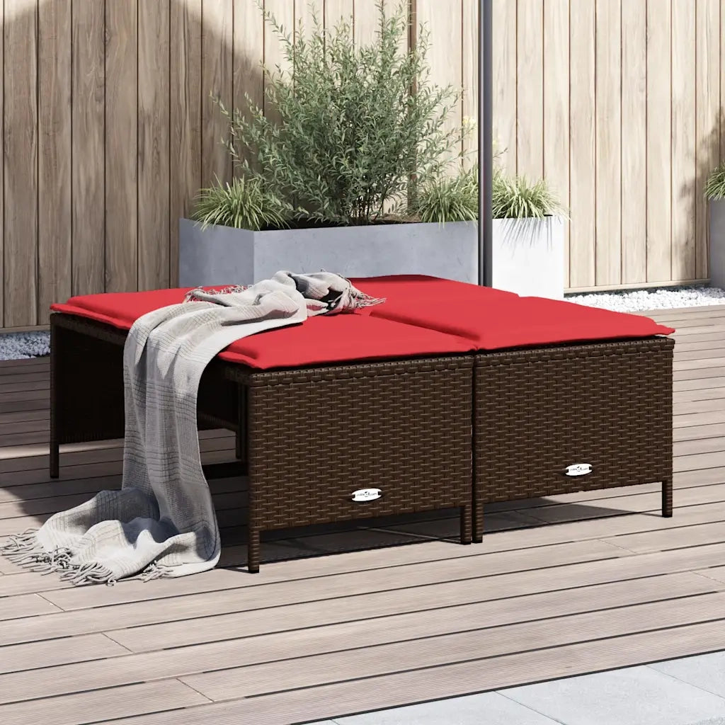 Sgabelli da giardino con Cuscini 4 pz in Polyrattan Marrone 368368